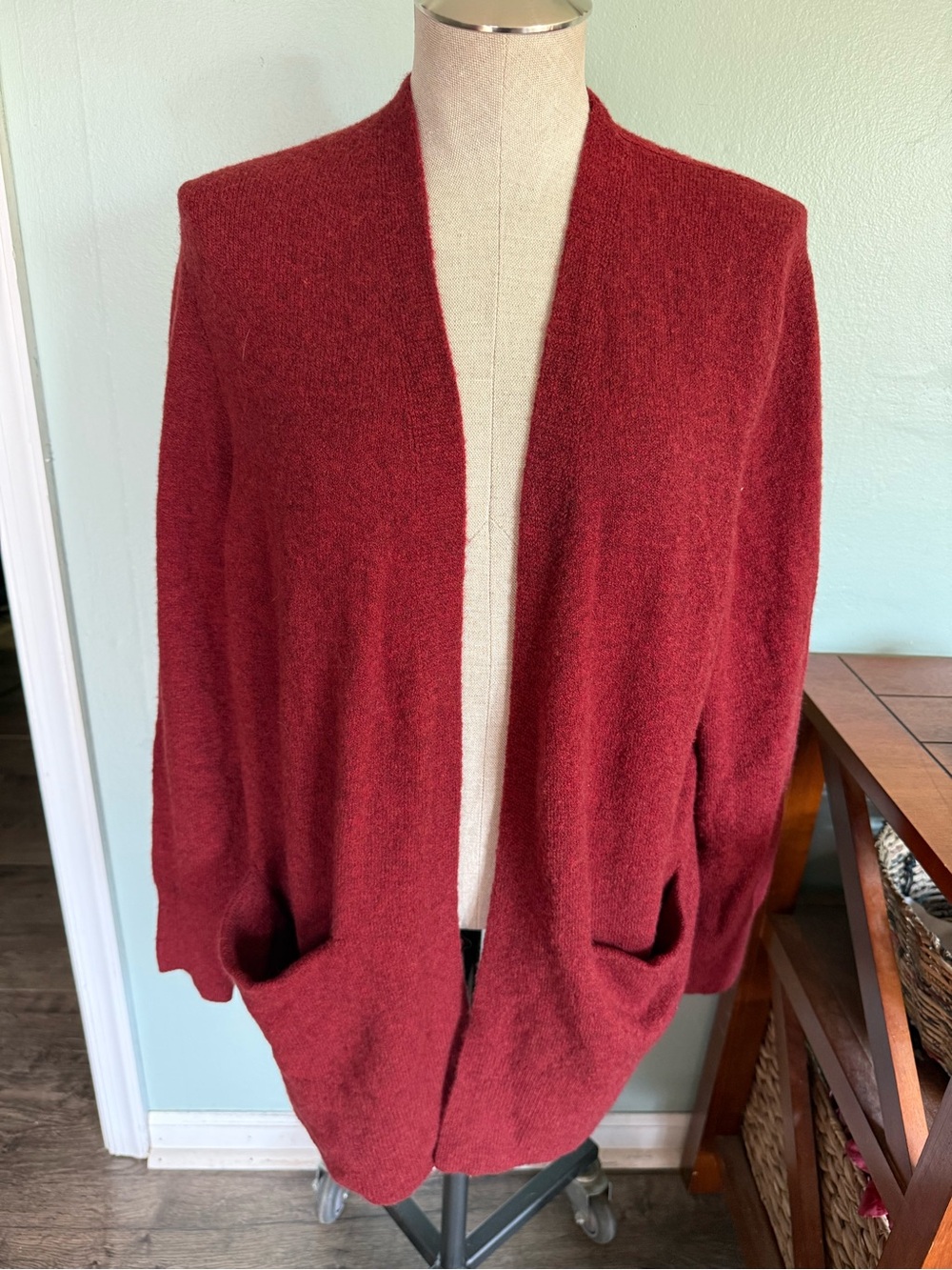 Madewell Women’s Merino Wool Alpaca Blend Red Cardigan Sweater Size Medium